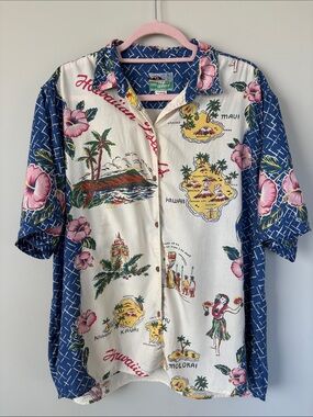 Reyn Spooner Hawaiian Traditions “Hawaiian Islands” VTG Aloha All Over Print M